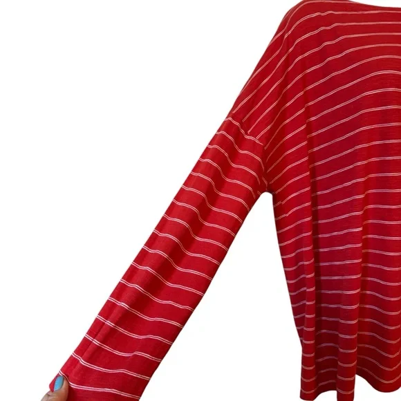 J. Jill Red/White Striped Long Sleeve Casual Top  PLUS: 2X    #5 - Picture 3 of 8